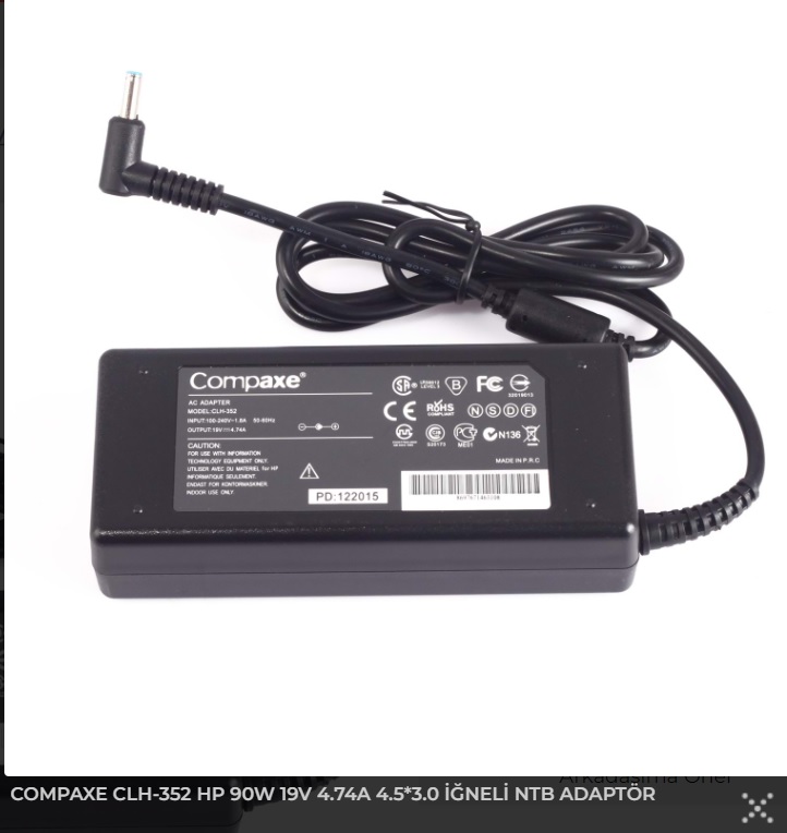 COMPAXE CLH-352 19V 4.74A (4.5x3.0) Hp Notebook Adaptörü