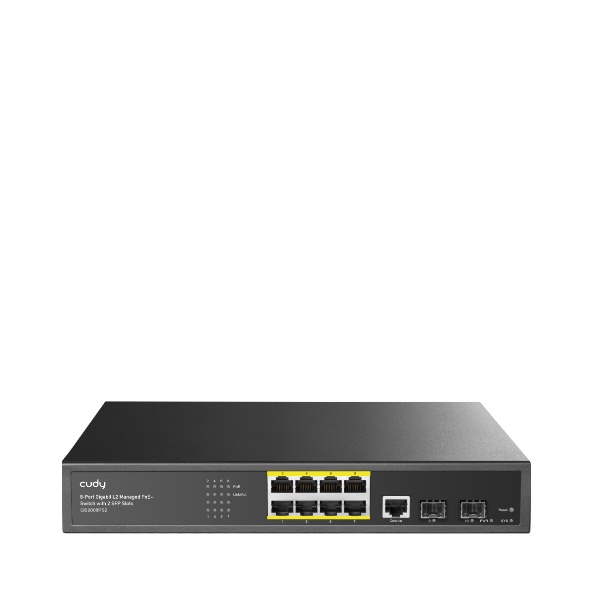 CUDY GS2008PS2 8 Port Gbit 8 Port PoE+ 120W 2xSFP Desktop/Rackmont Yönetilebilir (L2) Metal Kasa Switch