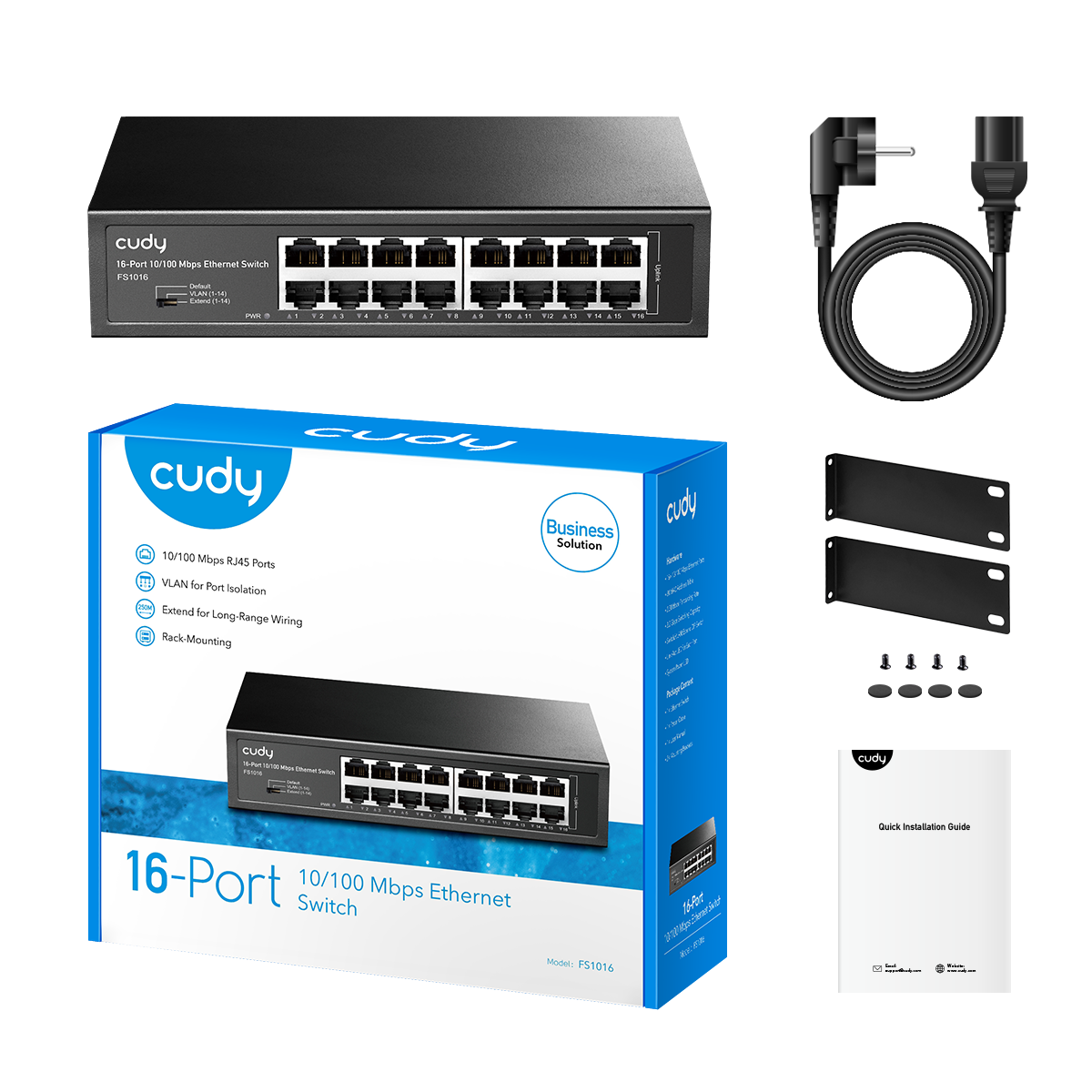 CUDY FS1016 16 Port Mbit Desktop/Rackmount Yönetilemez Metal Kasa Switch