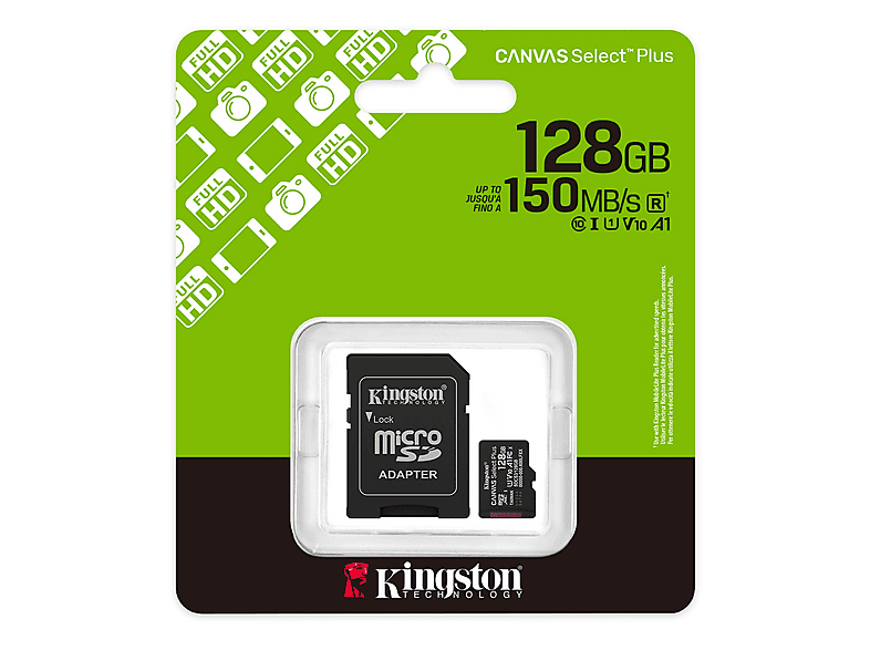KINGSTON SDCS3/128GB Class10 128GB 150MB/s MicroSD Kart Bellek