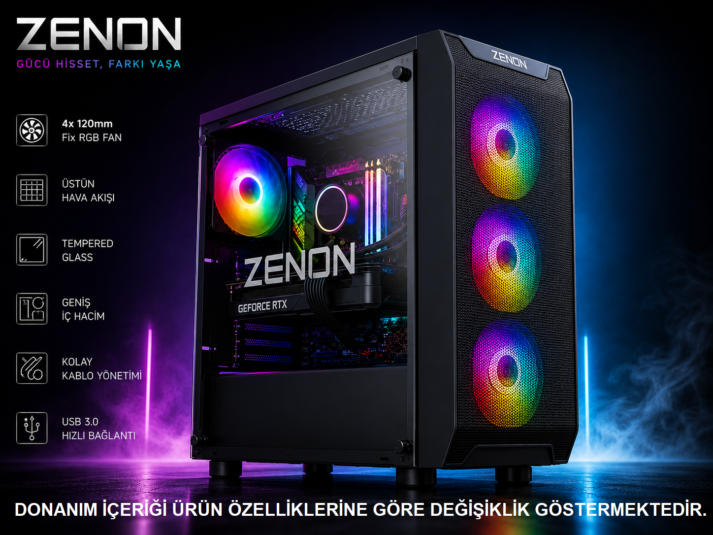 ZENON Gaming ZG-167-V2 i7-14700F 32GB 1TB SSD 8gb RTX5060 DOS Masaüstü Oyun Bilgisayarı (3 Yıl Garanti)