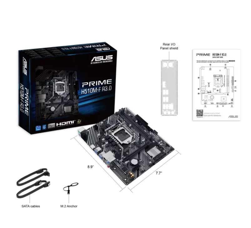 ASUS. PRIME H510M-F R3.0 H470 DDR4 (Vga Yok) GLan mATX HDMI M2 USB3 1200Pv2 Anakart